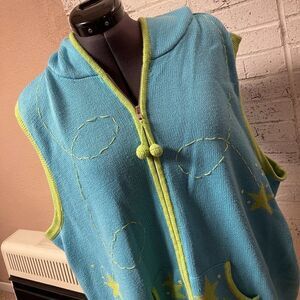 Quacker Factory Hooded Star Sweater Cardigan 2XL